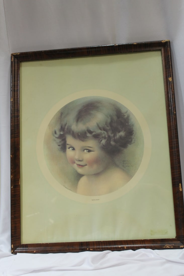 A Bessie Guttman Print "Mischief": 1920's - overall= 21 3/4" x 17 1/2"