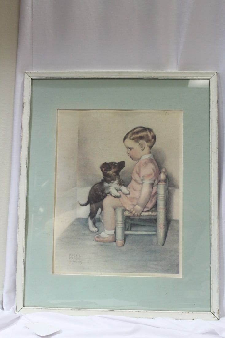 A Bessie Guttman Chidren Print: 1920's - overall= 21" x 17"