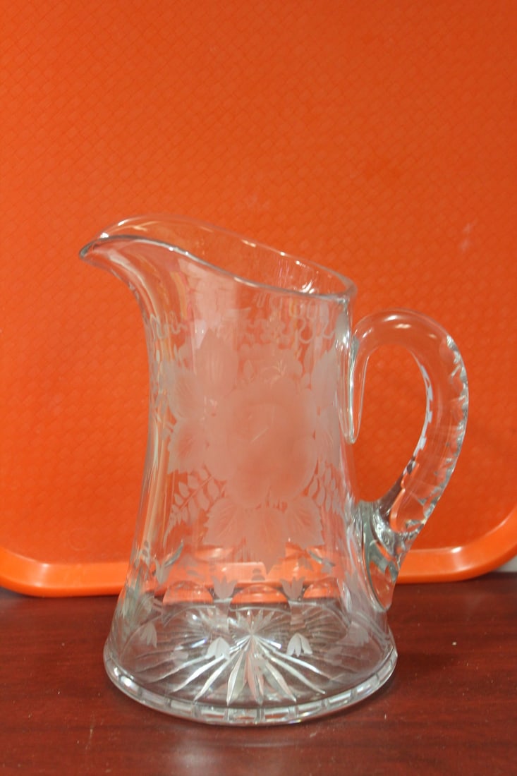 A Brilliant Cut Glass Pitcher: 8 1/2" tall