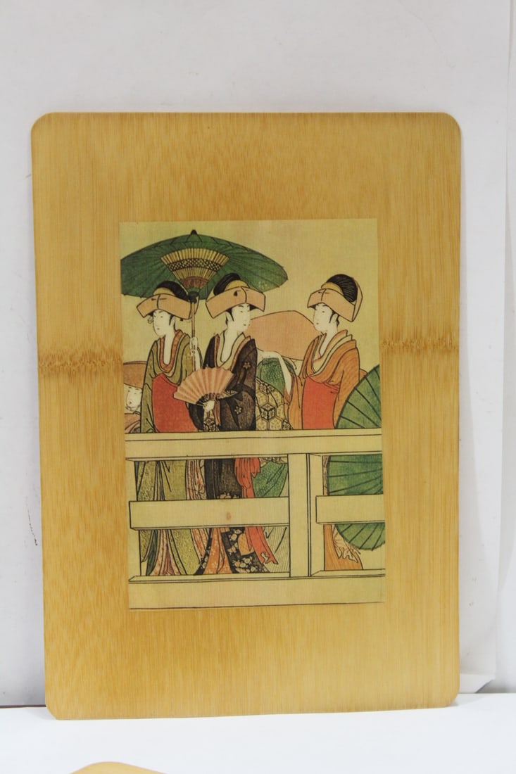 A Japanese Print on a Bamboo Panel: 11 1/2" x 8"