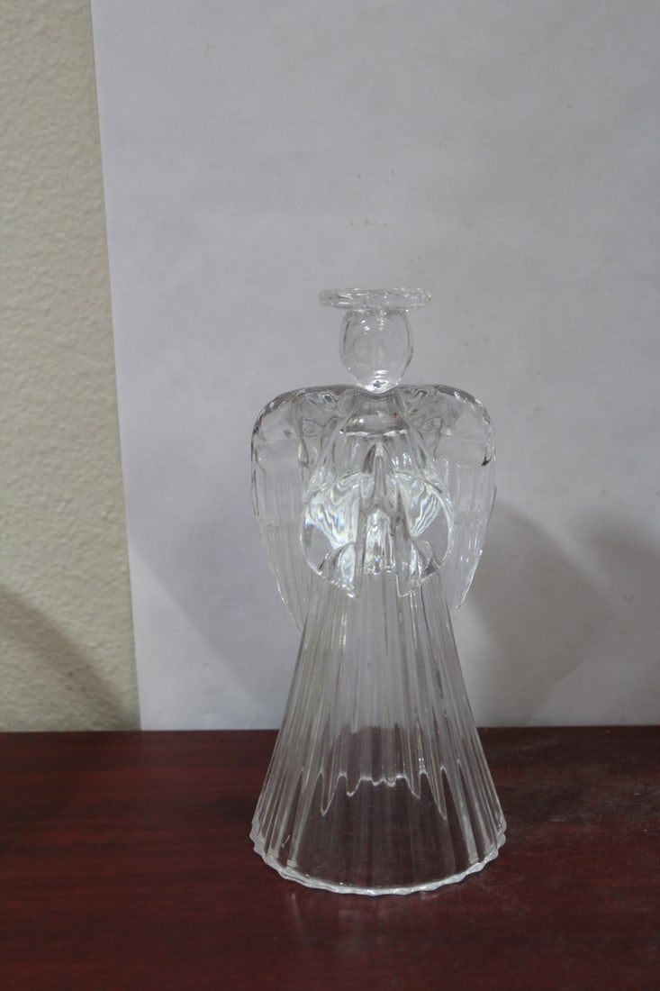 A Glass Angel Candle Holder: 7 1/4" tall
