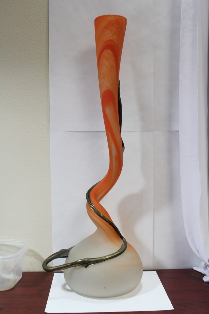 A Twisted Artglass Vase: 26" tall - very unusual