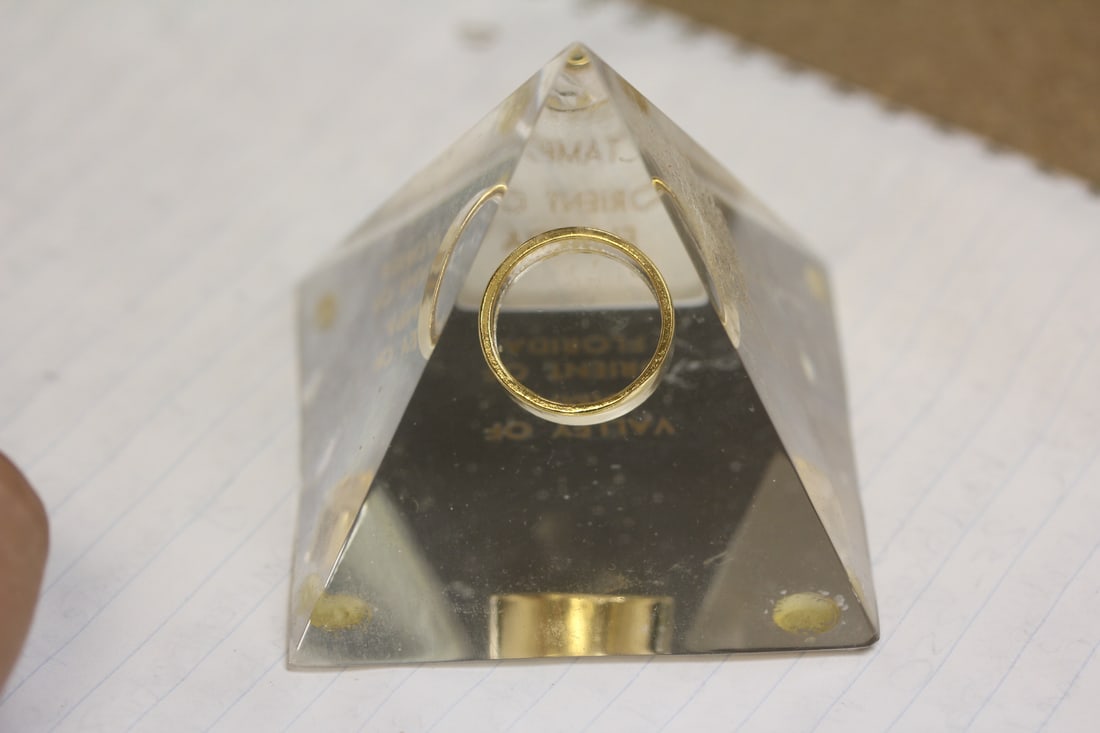 Lucite Triangle Paperweight - 3