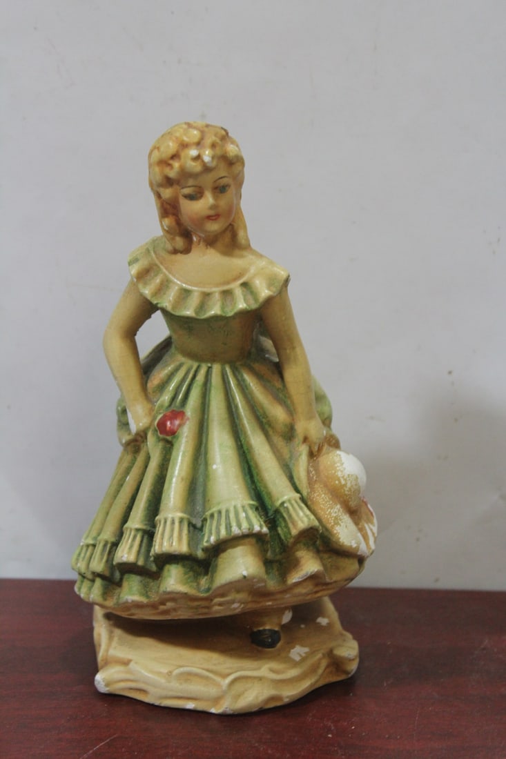 A Vintage Chalk Lady Figurine: 7 1/4" tall