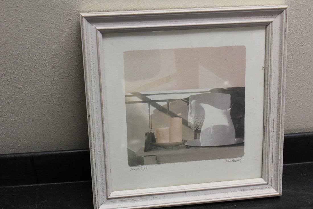 A Framed Judy Mandolf Art Print: overall= 11 7/8" square