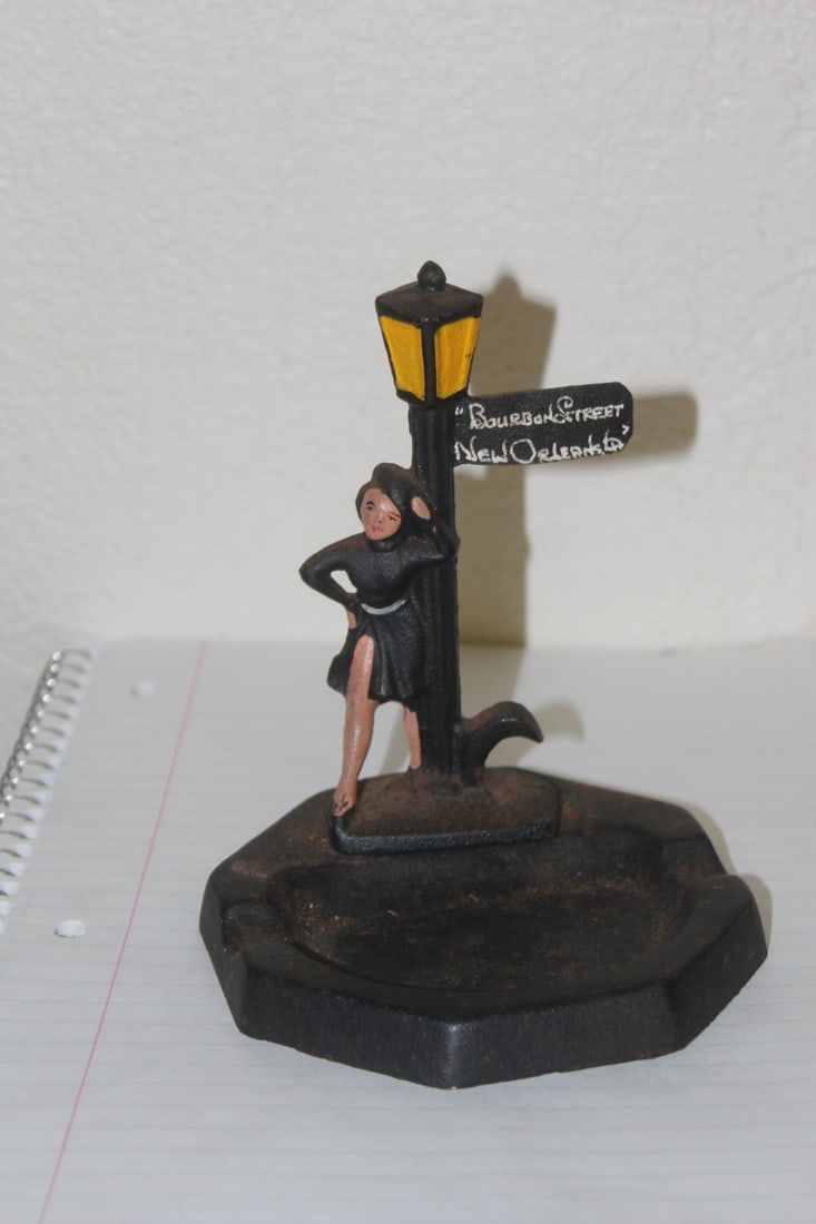 Cast Iron Bourbon Streen Ashtray: 5" tall