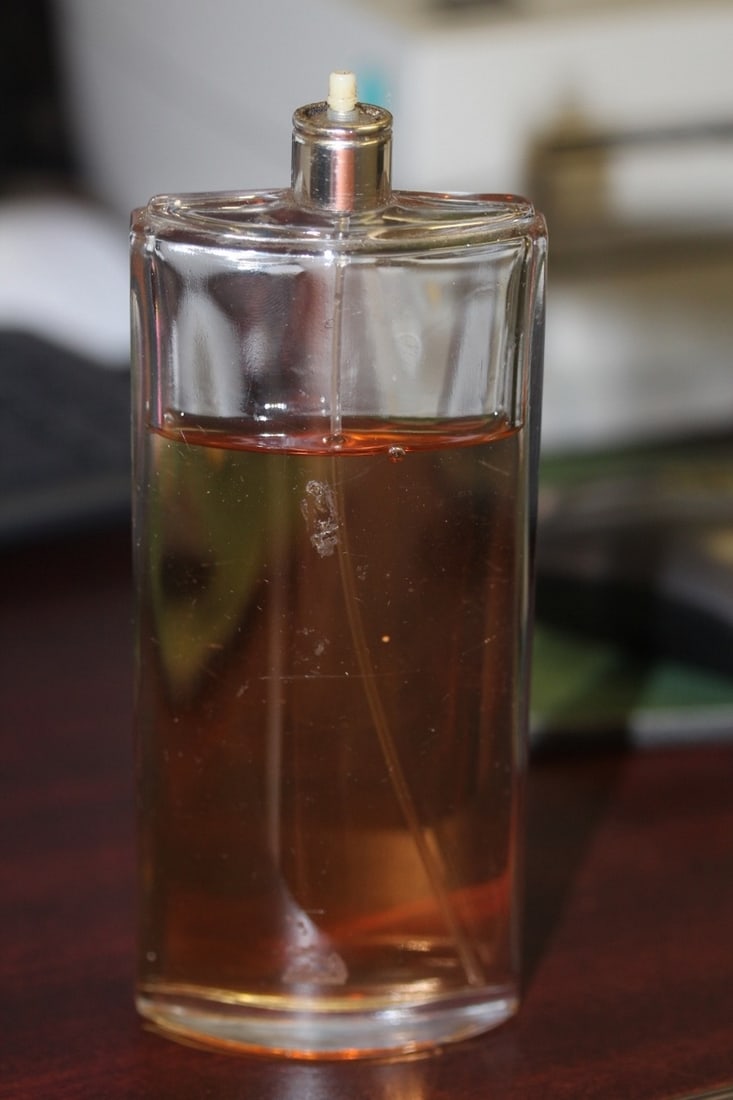 Truth by Calvin Klein Perfume Bottle: about 3/4 bottle perfume left - please note: spray mechanism is missing - originally 120mL