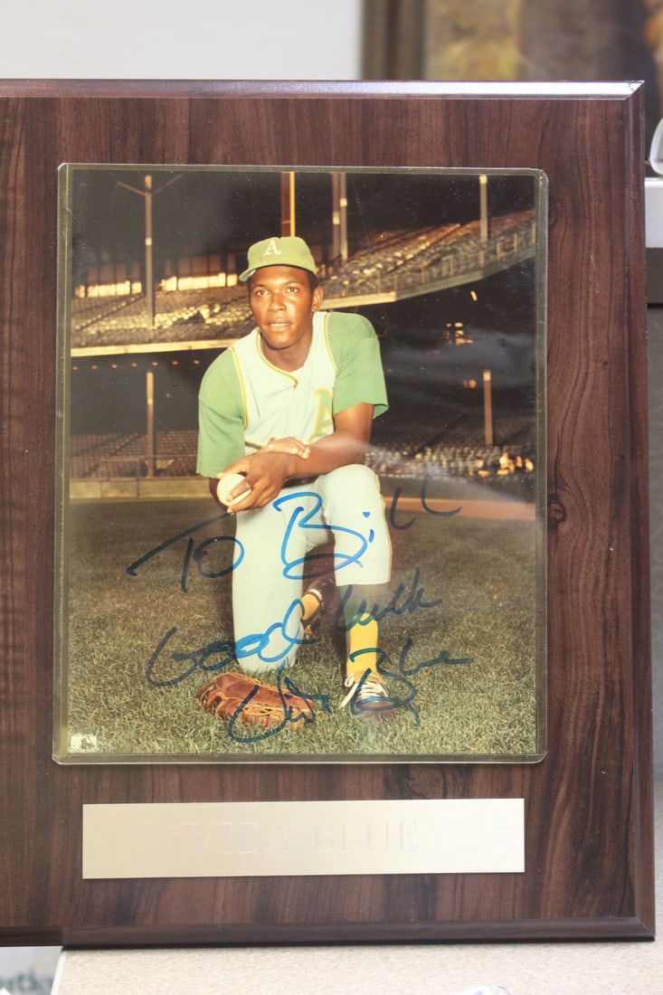 Vida Blue Autographed Photograph on Plaque (1 of 5)