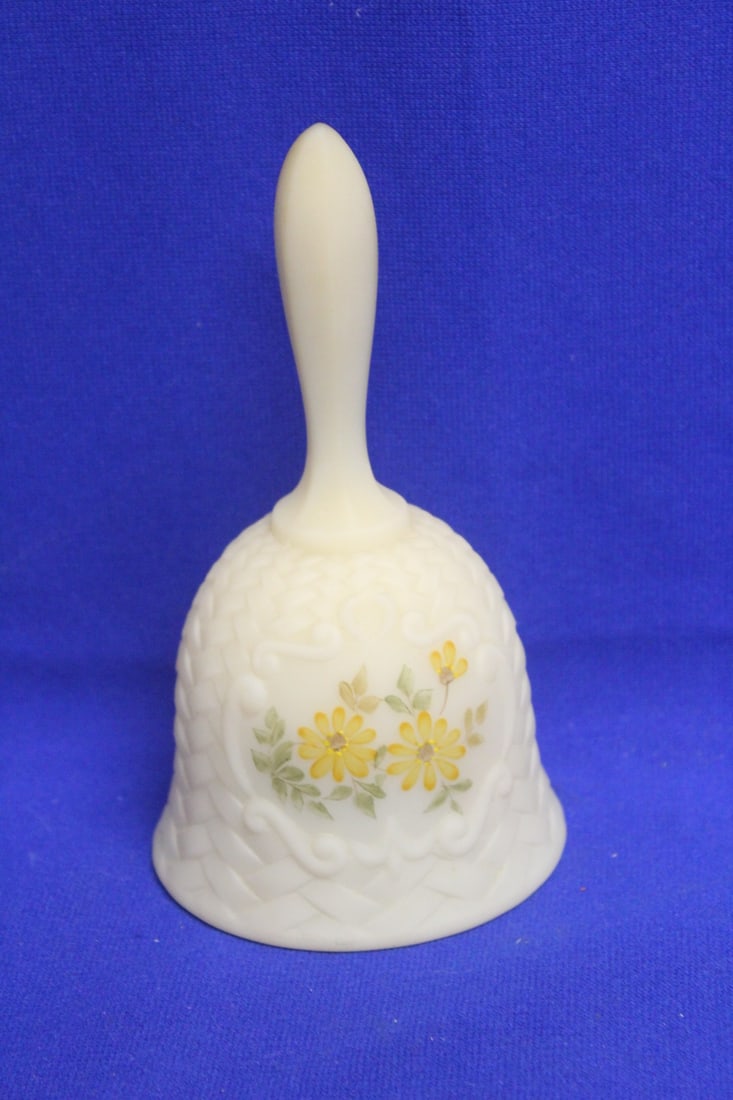 Vintage Stainglass Bell: hand painted - artist signed - 6 1/4" tall