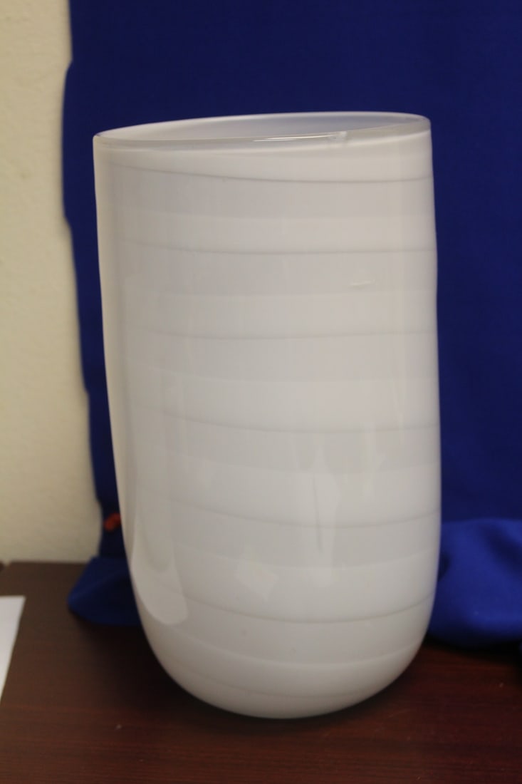 An Artglass Vase: some very minor bruises, possibly manufacturer's defect - 11 3/8" tall