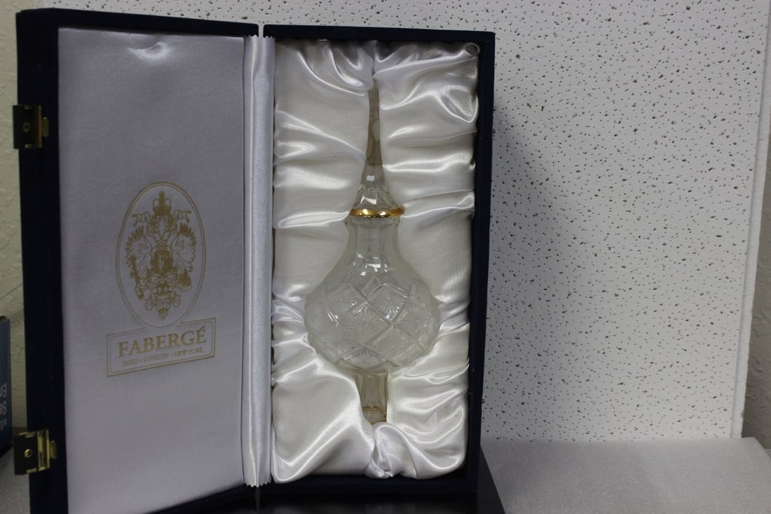 A Faberge Glass Coronation Tree Topper: approximately 9 inches tall - with paperwork - boxed