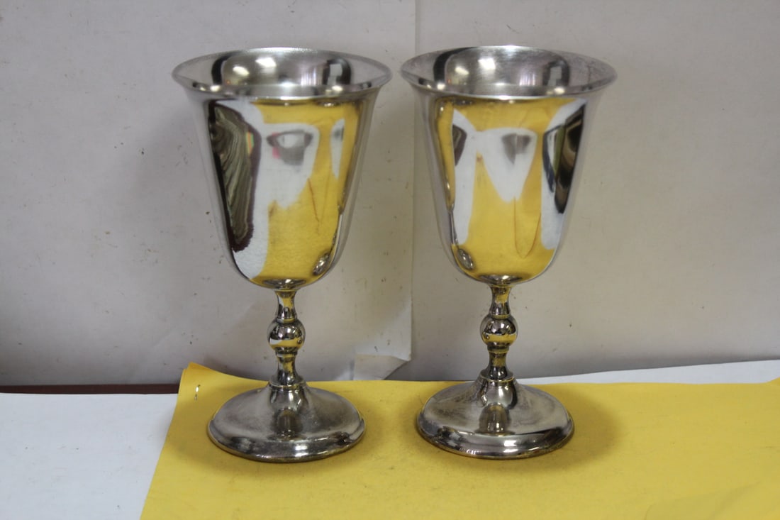 A Pair of Italian Silverplated Goblets: made in Italy - 6 1/2" tall each