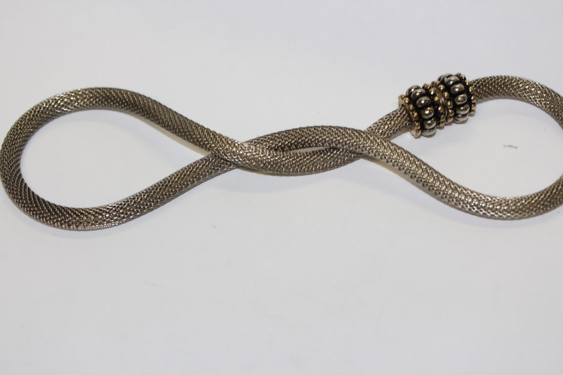 A Snapper Choker: possibly sterling - approximately 16 3/4" unclapsed