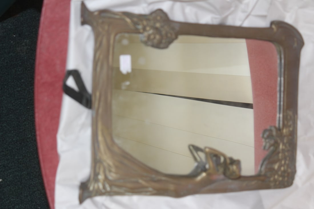 Art Nuveau Mirror: bronze/cast iron - overall= 10 1/4" x 13 3/8"