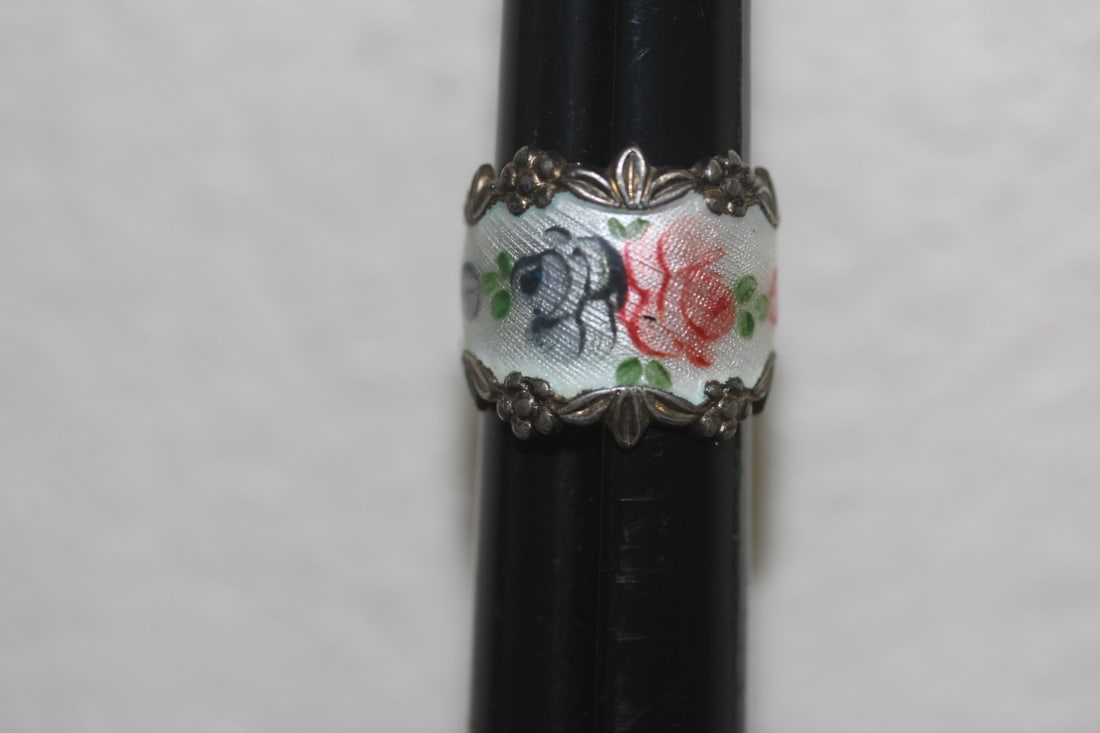 Enamel Sterling Ring: as shown on photos
