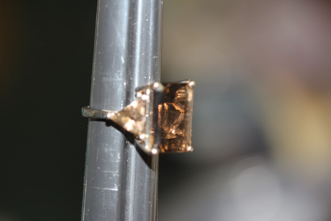 Sterling and Smoky Quartz Ring: as shown