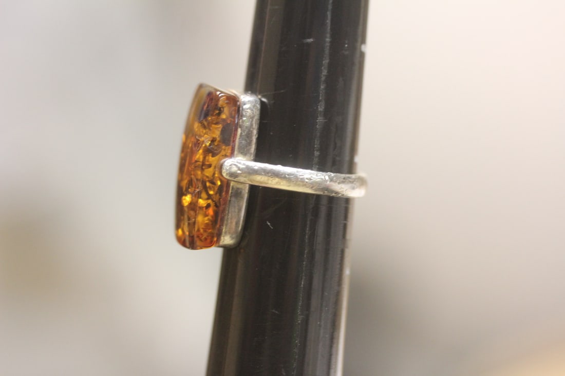 Sterling and Amber Ring - 2