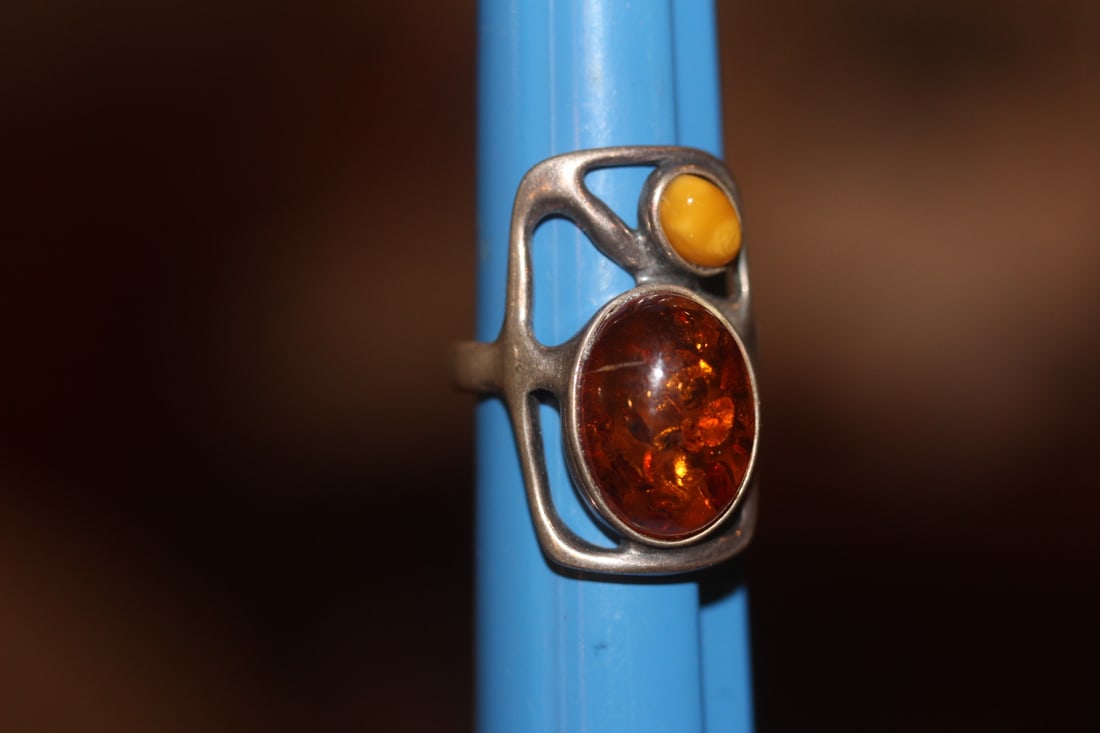 Sterling Amber Ring - 5