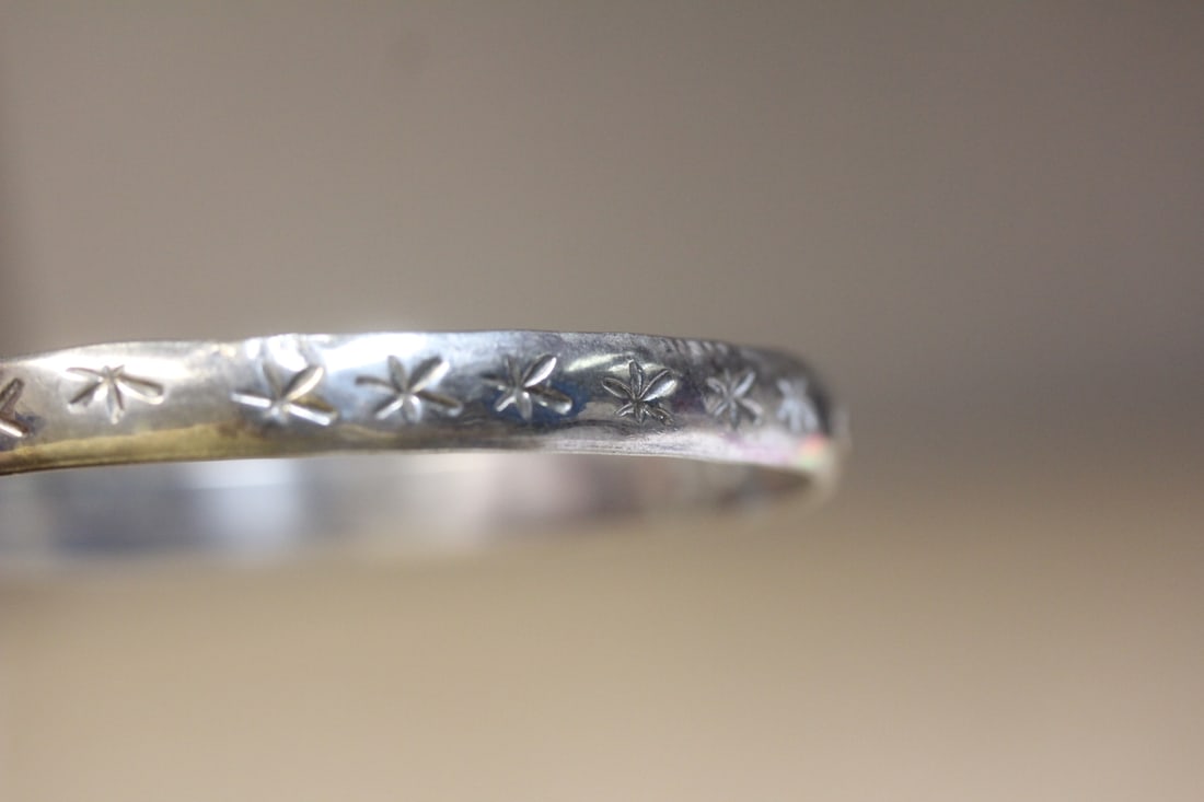 Sterling Bangle Bracelet: marked Taxco - inside diameter= 2 3/8"
