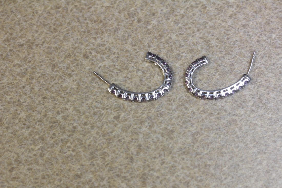 Pair of Sterling Gemstone Earrings: marked 925