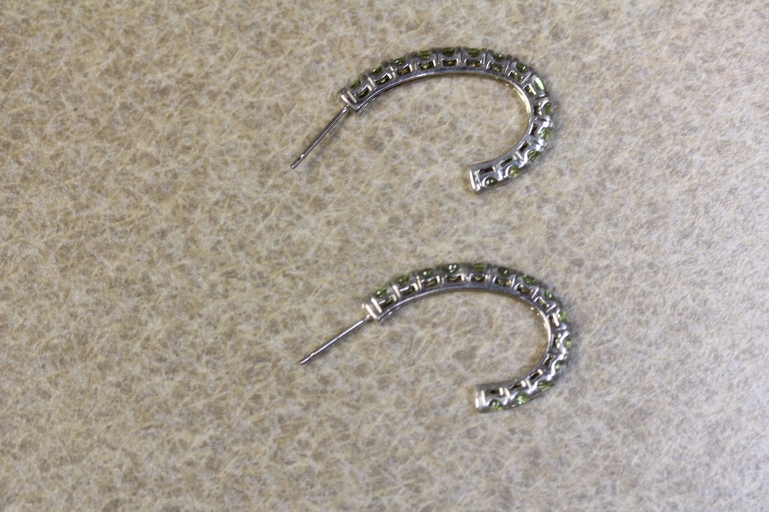 Pair of Sterling and Gemstone Earrings: marked 925