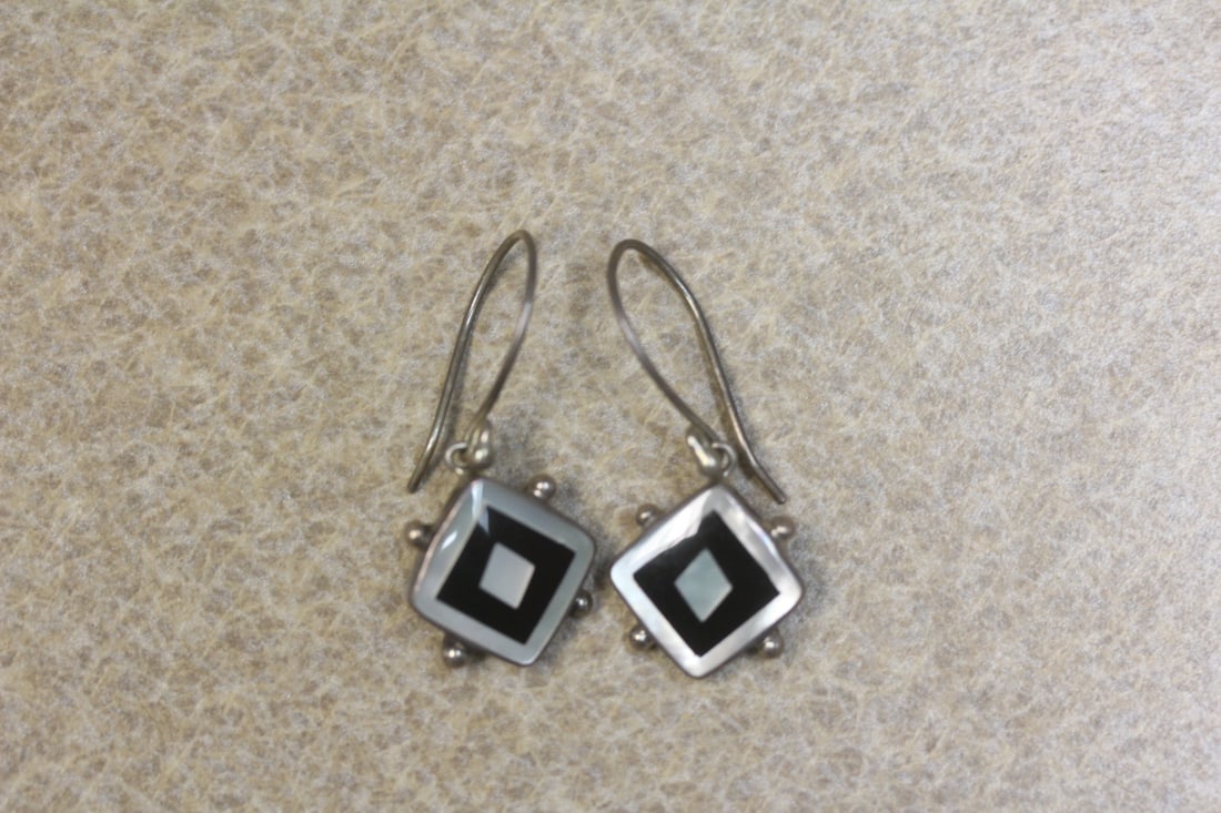 Pair of Sterling Earrings by Designer Aceloni: rare design