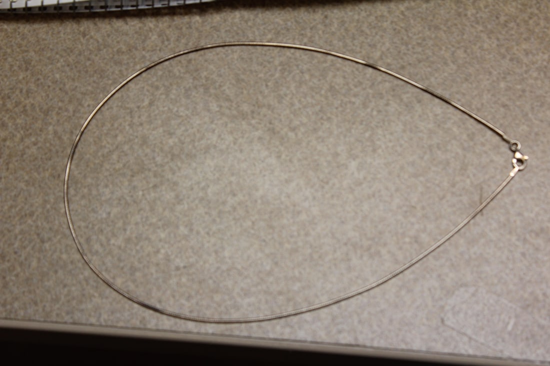 Omega Style Sterling Snake Wire Necklace: 7 1/2" long when clapsed