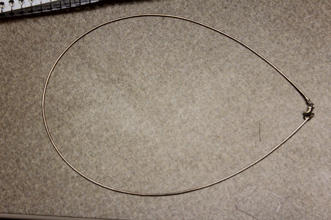 Omega Style Sterling Snake Wire Necklace: 7 1/2" long when clapsed