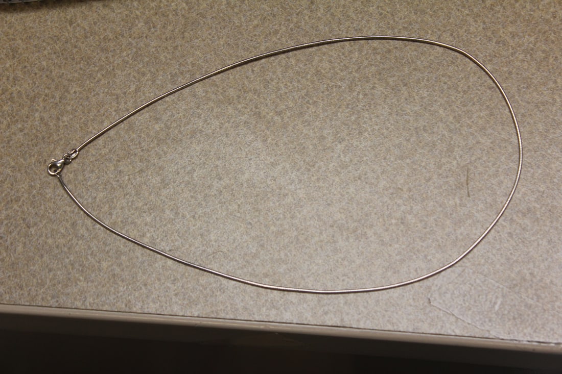 Omega Style Sterling Snake Wire Necklace: 7 1/2" long when clapsed