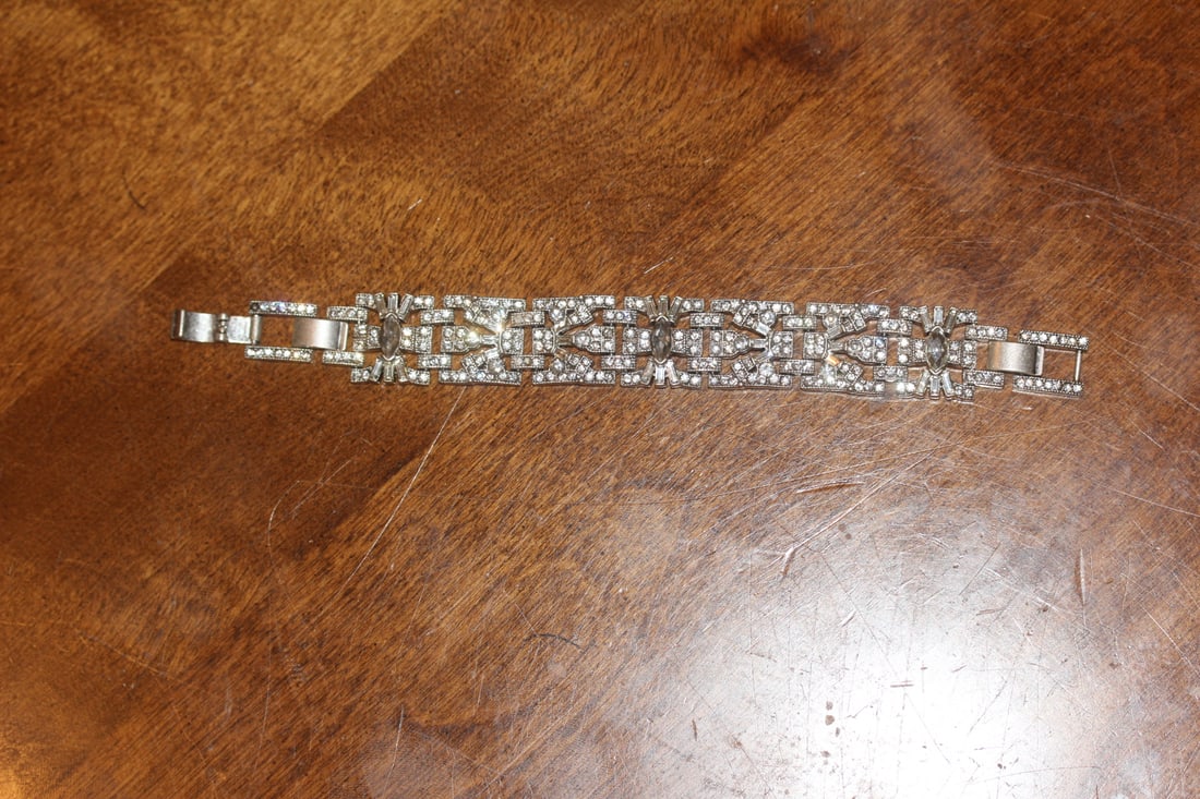 Rhinestone Bracelet: 8" across unclapsed