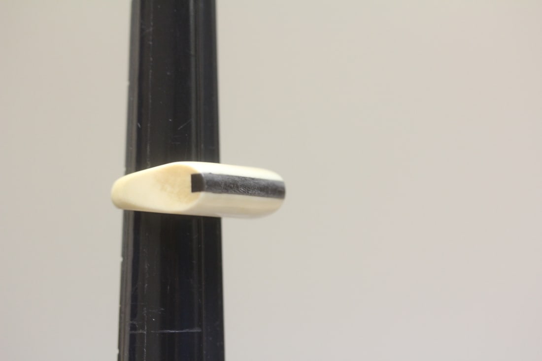 Stylish Inlaid Ring: bone and most likely bakelite inlaid