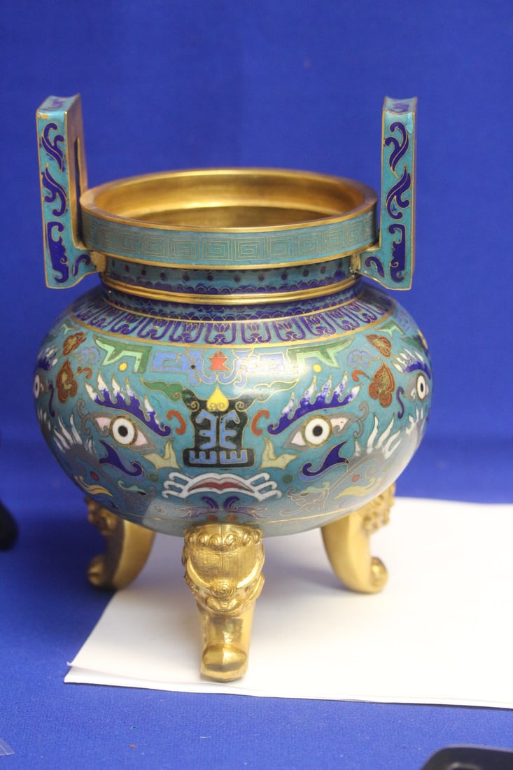 Chinese Cloisonne Urn: please note: no lid - marked - 8 1/2" tall