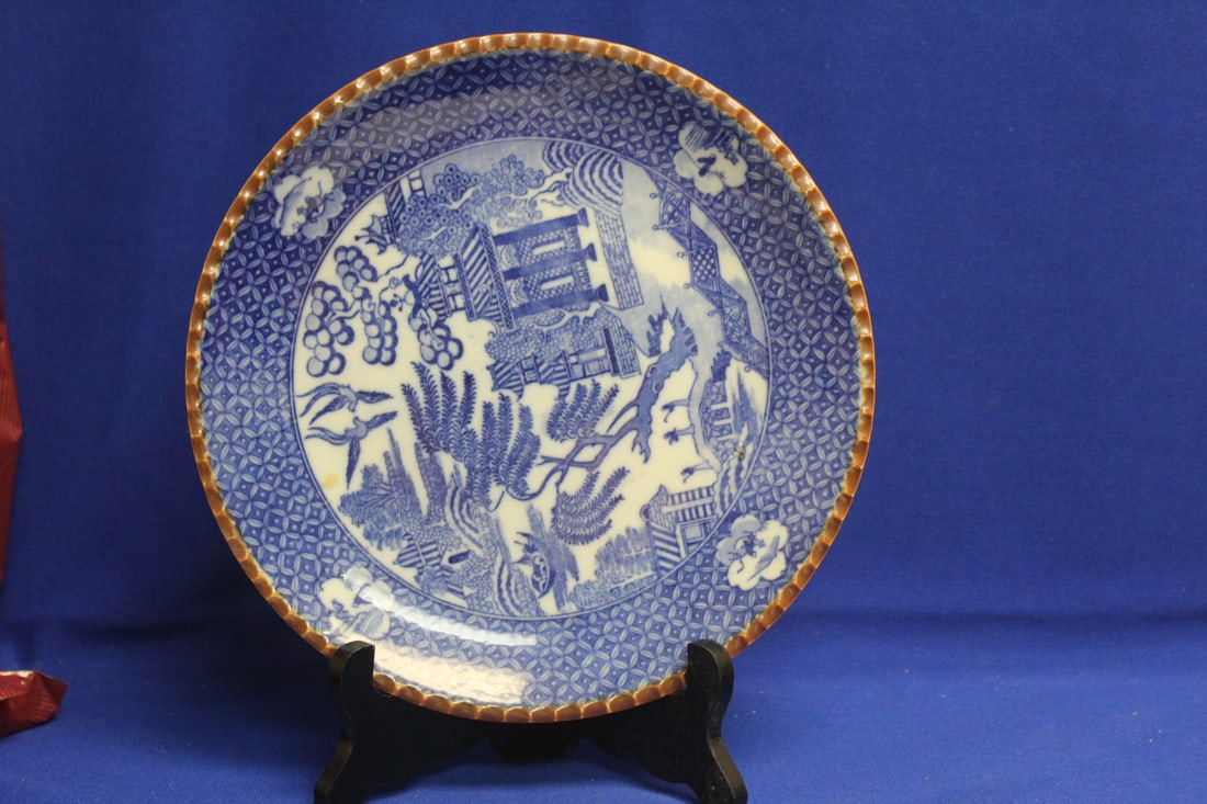 Antique Japanese Blue and White Plate/Charger: early 20th century - 9 3/4" in diameter