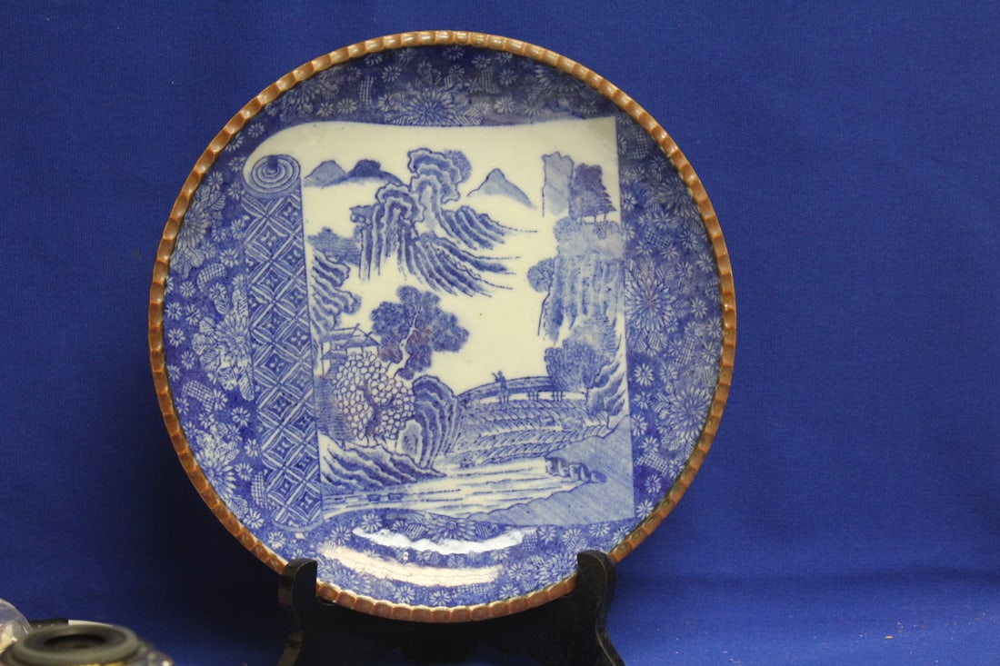 Antique Japanese Blue and White Plate: 20th to early 20th century - 10" in diameter
