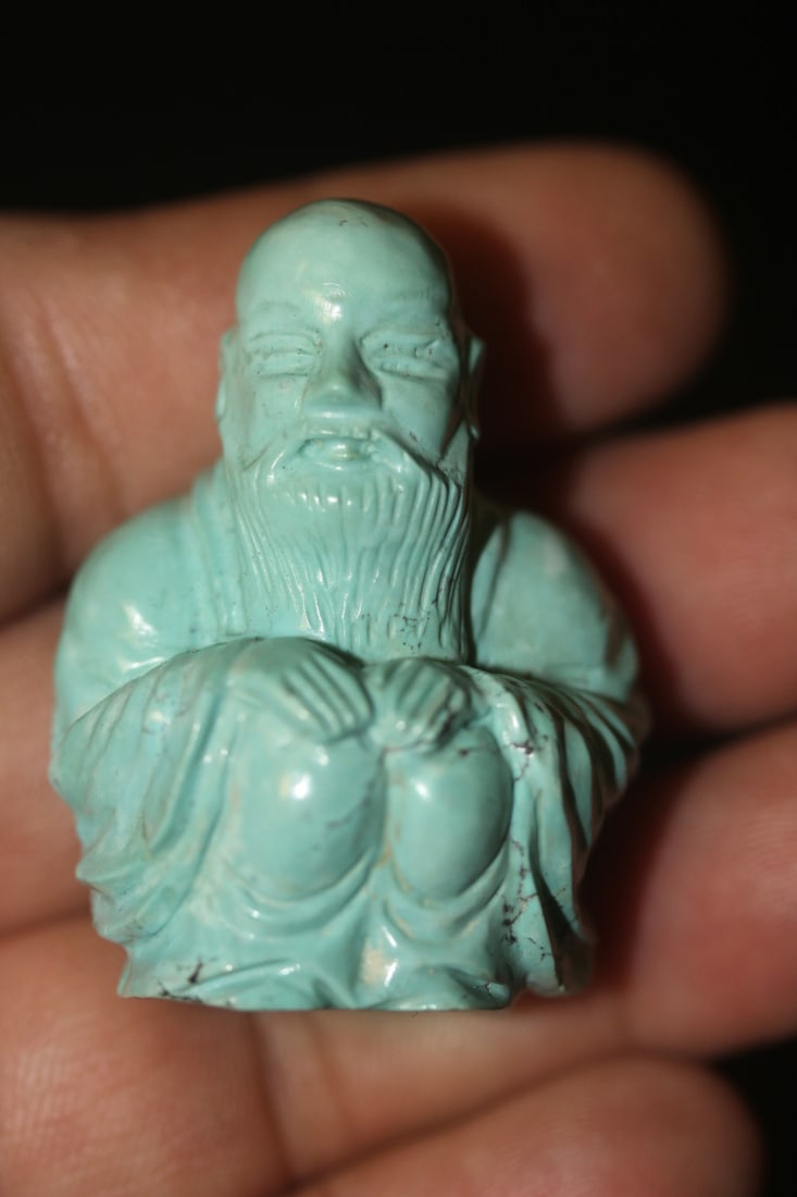 Rare Chinese Turquoise Small Sage: 35.2 grams - 1 5/8" tall