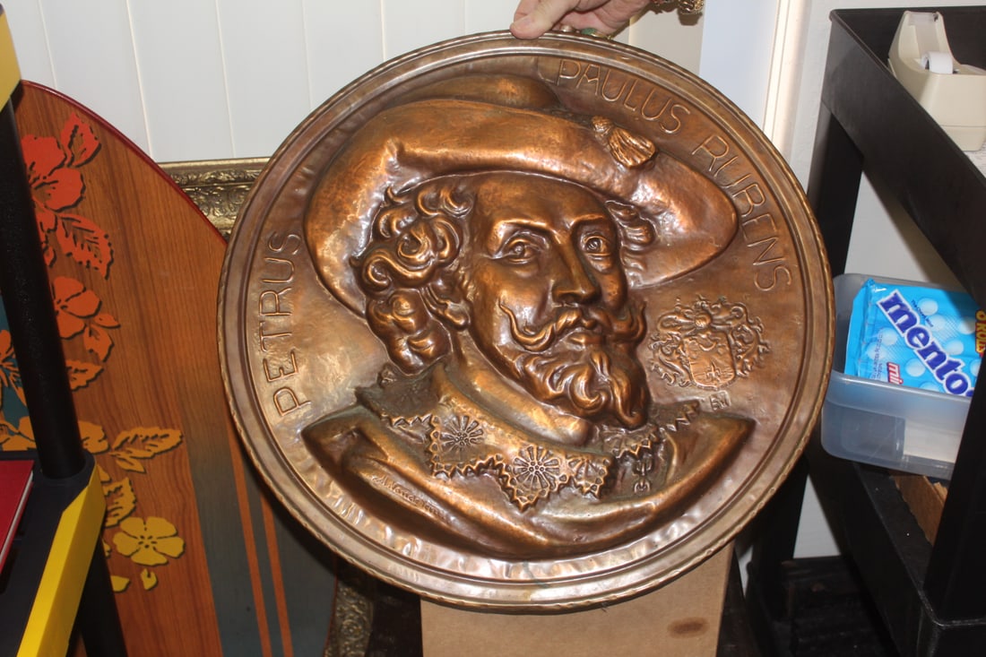 Peter Paul Rubens Copper Wall Hanger: vintage - signed - 20 3/4" in diameter