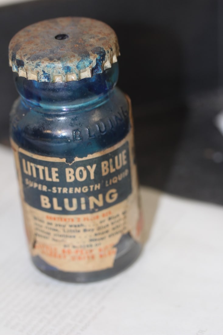 Vintage Little Boy Bluing Bottle: rare - 3 1/2" tall