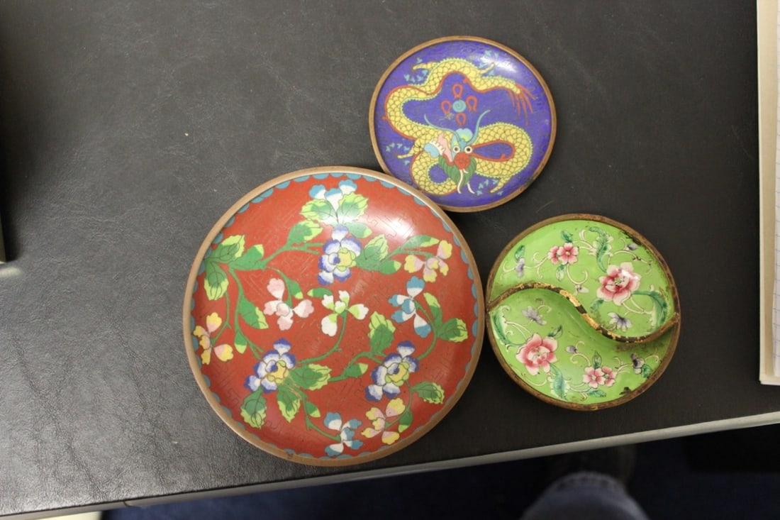 Lot of 3 Antique Chinese Cloisonne Dishes (1 of 11)