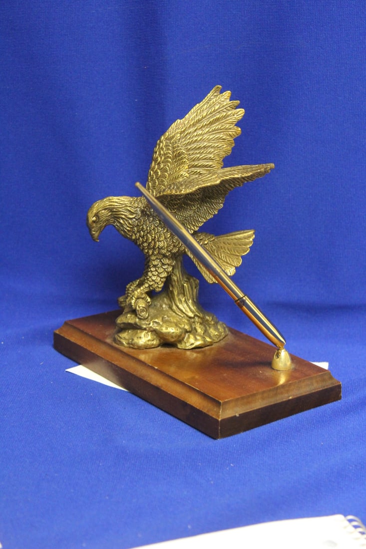 A Solid Bronze or Brass Eagle Pen Holder - 2