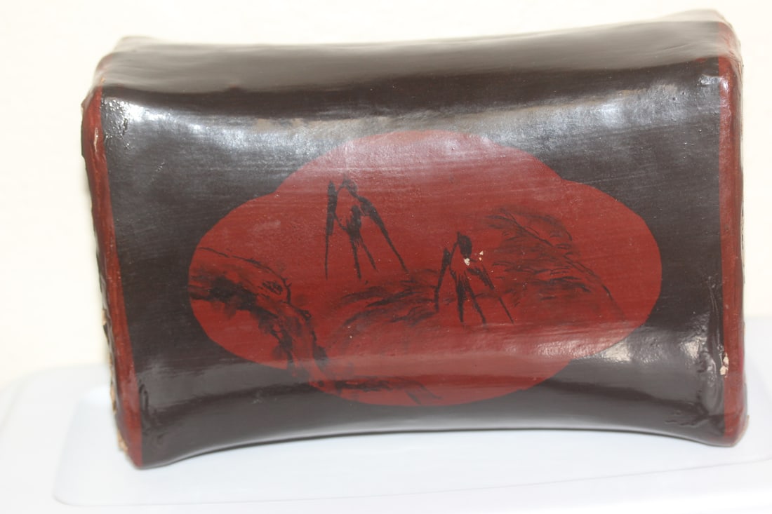 Vintage Chinese Lacquer Pillow: please check images out for conditioning - 8 5/8" long