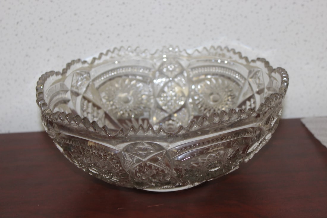 A Large Press Glass Bowl: 10 3/8" in diameter