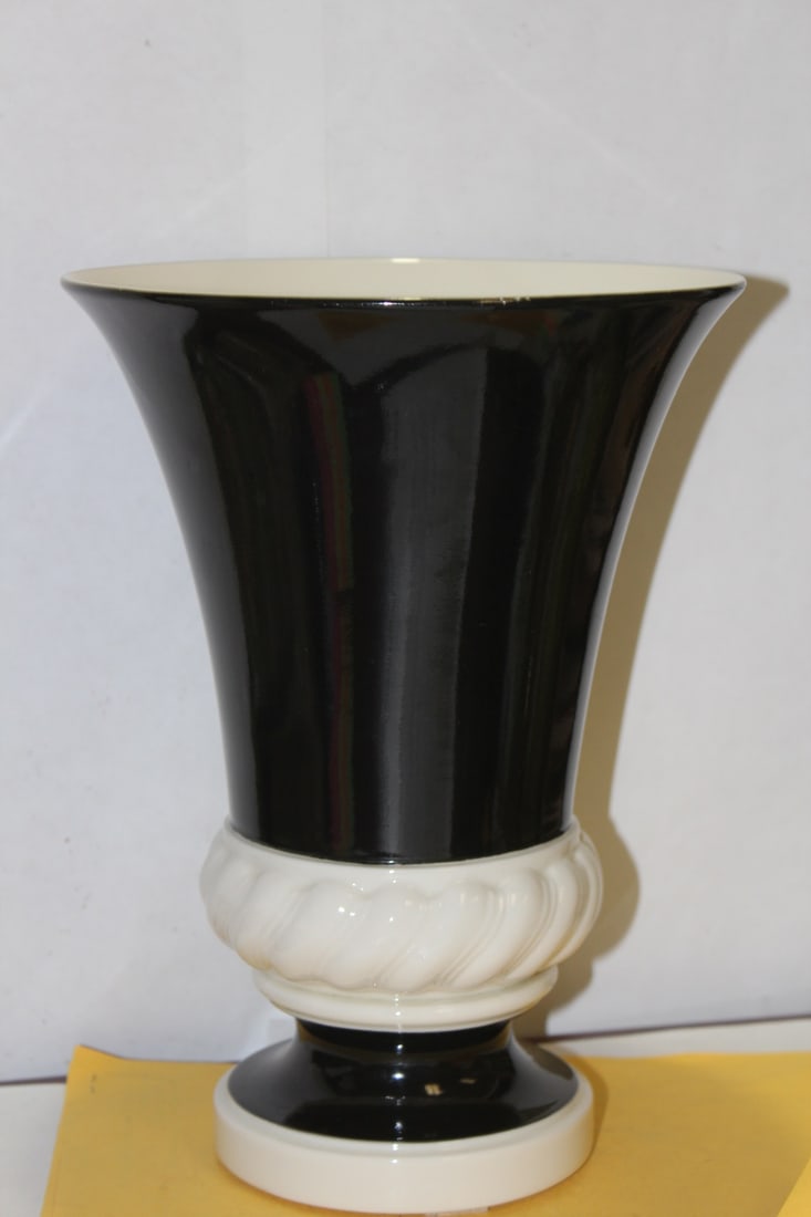 A Black Lenox Trumpet Vase: 11" tall
