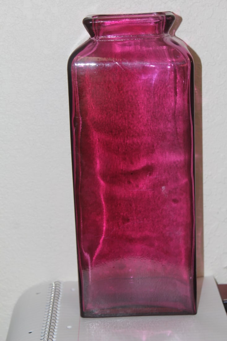 Amethyst Glass Vase: 13 1/2" tall