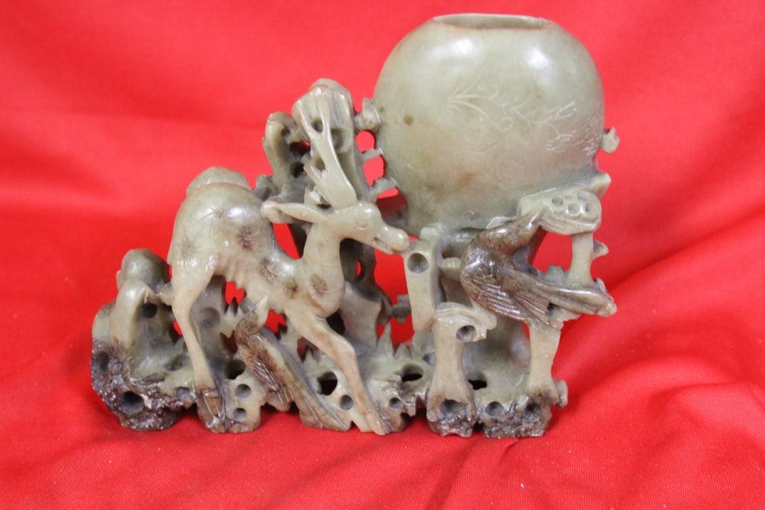 A Soapstone Vase: 6" wide