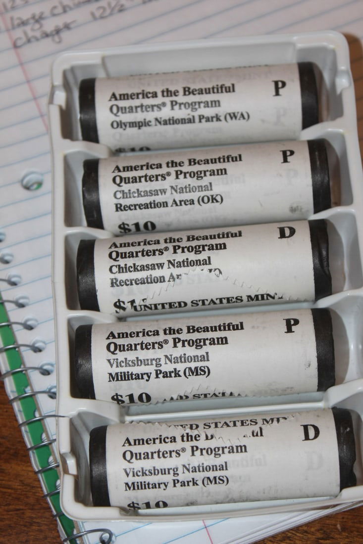 Five Rollas of America the Beautiful Quarters: never been open - $10.00 each roll