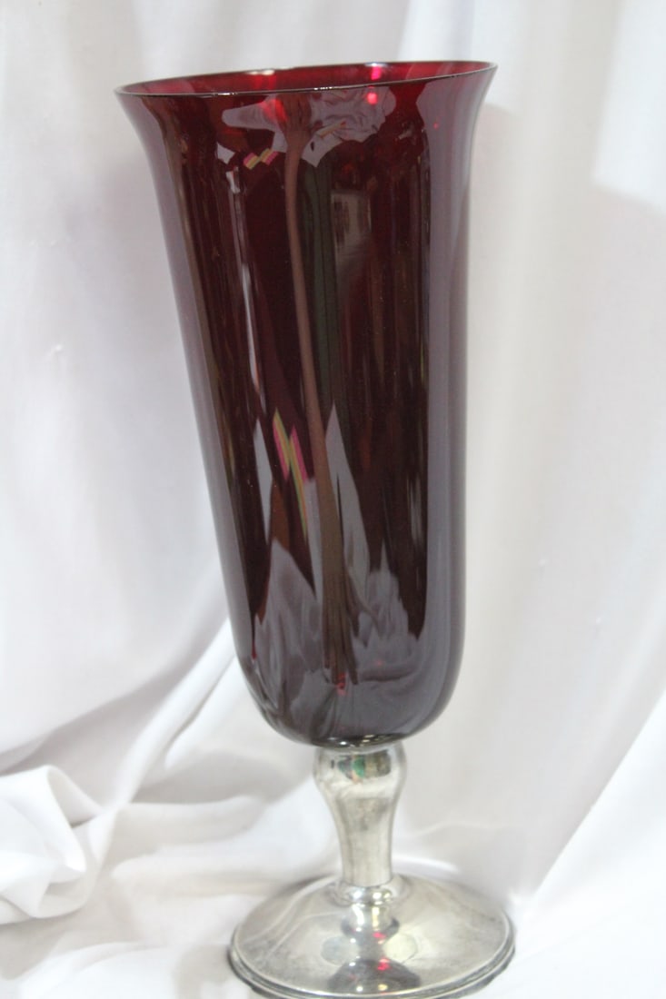 A Sterling Base Ruby Red Gorham Vase - 2