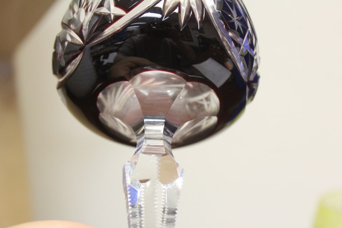 A Ruby Red Cut Glass Goblet - 4