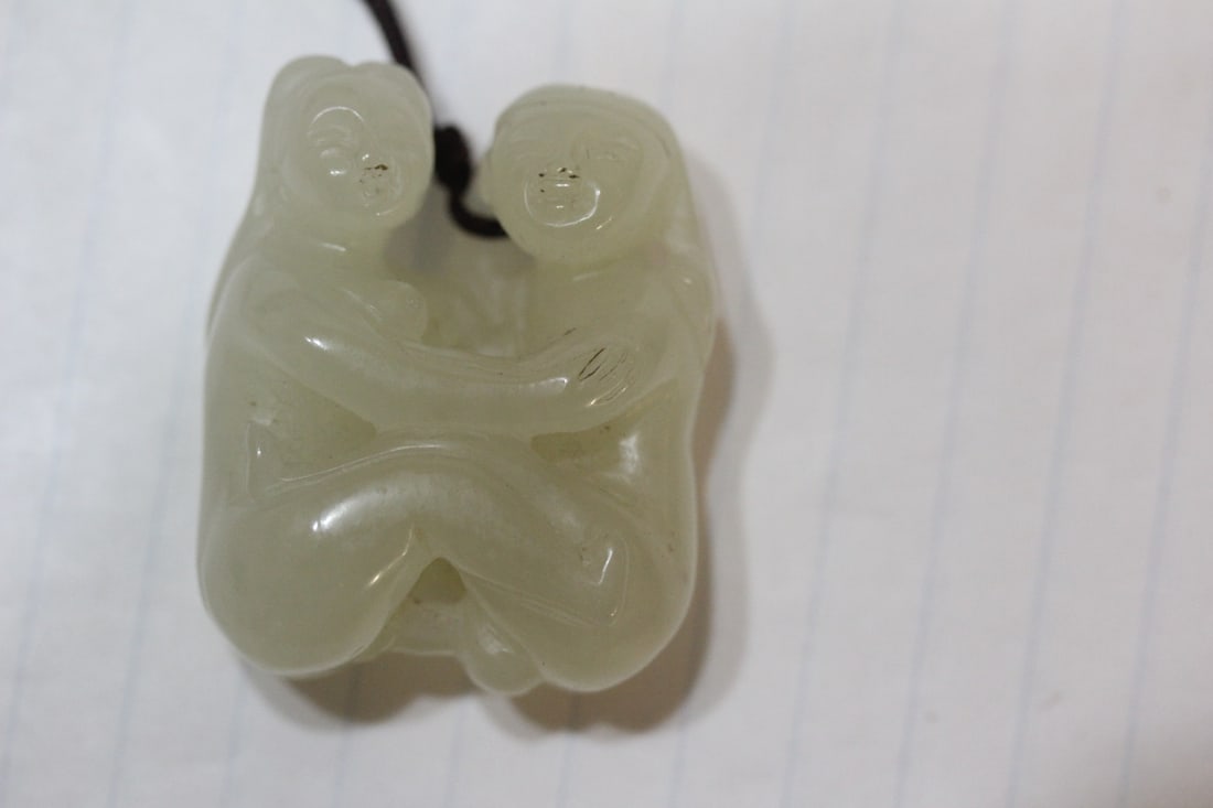 Chinese Erotica Jade Pendant: 1 1/2" in diameter