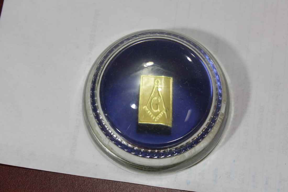 A Mason Fraternity Paperweight: 3 inches in diameter