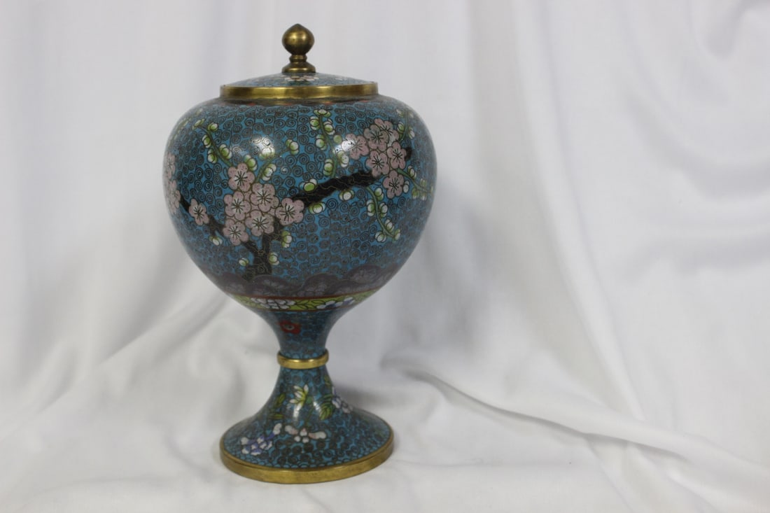 A Chinese Cloisonne Jar: unusual shape - 8 1/2" tall